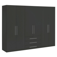 Xora SKRIŇA S OTOČNÝMI DVERAMI, antracitová, antracitová s vysokým leskom, 292,8/218,6/59,6 cm
