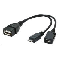 GEMBIRD Kábel CABLEXPERT USB AF/micro BM + micro BF, OTG + dobíjanie, 15cm, pre tablet a smartph