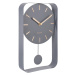 Sivé nástenné hodiny s kyvadlom Karlsson Charm, výška 32,5 cm
