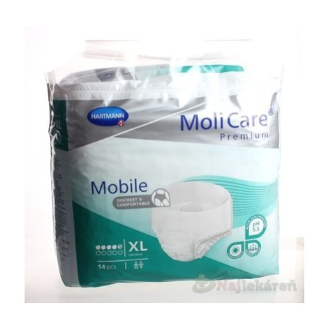 MoliCare Premium Mobile 5 kvapiek XL zelené, plienkové nohavičky naťahovacie, 14ks