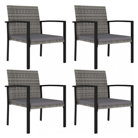 Záhradné stoličky 4 ks polyratan / látka Dekorhome Sivá,Záhradné stoličky 4 ks polyratan / látka vidaXL