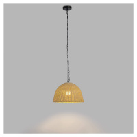 Závesná lampa Forlight Cortic, Ø 40 cm, svetlohnedá, ratan