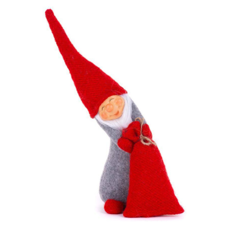 Postavička MagicHome Vianoce, Škriatok s vrecom, červený, látkový, 13x10x43 cm