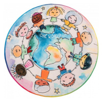Dětský kusový koberec Juno 477 World Map kruh - 80x80 (průměr) kruh cm Obsession koberce