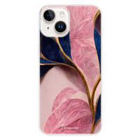 Odolné silikónové puzdro iSaprio - Pink Blue Leaves - iPhone 15 Plus