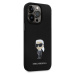 Karl Lagerfeld Liquid Silicone Metal Ikonik Zadný Kryt pre iPhone 15 Pro Black