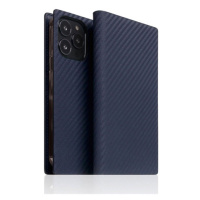 SLG Design puzdro D+ Italian Carbon Leather Diary pre iPhone 14 Pro - Navy