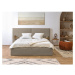 Béžová čalúnená dvojlôžková posteľ s úložným priestorom s roštom 160x200 cm Blandine – Bobochic 