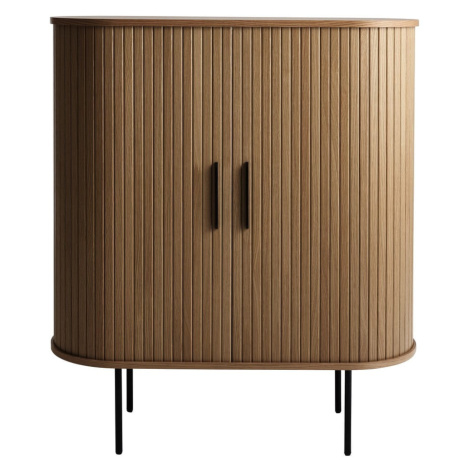 Hnedá vinotéka v dekore duba s posuvnými dverami 100x118x40 cm Nola – Unique Furniture