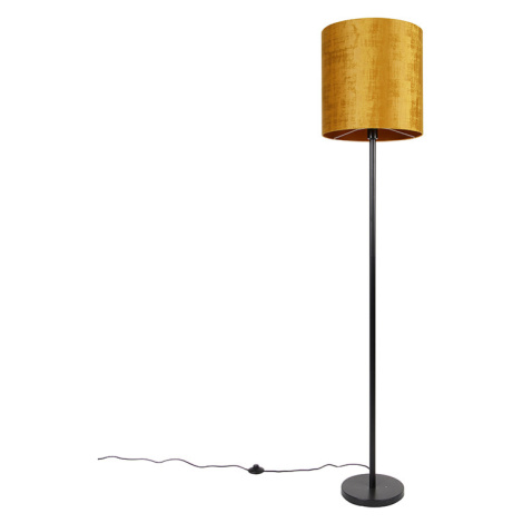 Klasická stojaca lampa čierny odtieň zlatá 40 cm - Simplo QAZQA