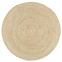 Ručne vyrobený koberec z juty špirálový dizajn biely 150 cm