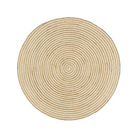 Ručne vyrobený koberec z juty špirálový dizajn biely 150 cm SHUMEE