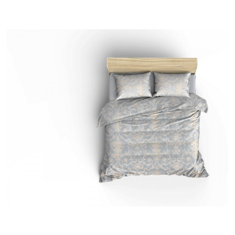 Bavlněný přehoz přes postel na dvoulůžko s povlaky na polštáře a prostěradlem Pures modrý