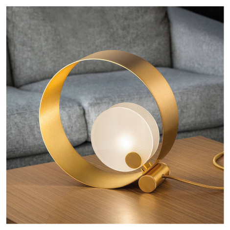 Stolná lampa Sound TL1, okrúhla, zlatý rám, G9 Masiero