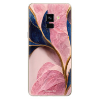 Odolné silikónové puzdro iSaprio - Pink Blue Leaves - Samsung Galaxy A8 2018
