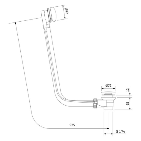 POLYSAN - Vaňová súprava s bovdenom, dĺžka 975mm, zátka 72mm, zlato 71682G