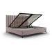 Svetloružová čalúnená dvojlôžková posteľ s úložným priestorom s roštom 140x200 cm Casey – Mazzin