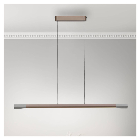 Paul Neuhaus LED závesné svietidlo Hoop, hnedé, 128 cm, stmievateľné