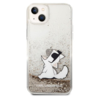 Karl Lagerfeld Liquid Glitter Choupette Eat Zadný Kryt pre iPhone 14 Max Gold