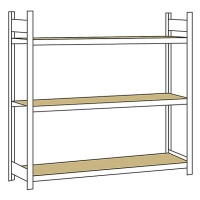 Regál s veľkým rozpätím, s drevotrieskovou doskou, výška 2000 mm SCHULTE