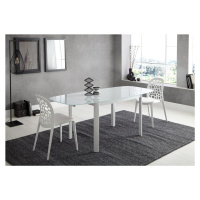 Estila Moderný oválny rozkladací jedálenský stôl Loanne zo skla v lesklej bielej farbe 120(180)c
