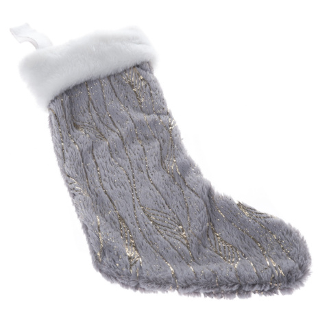 Vianočná závesná ponožka sivá, 20 x 43 cm