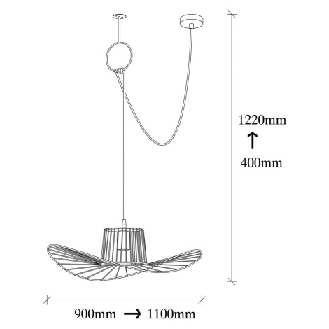 Závesné svetlo Tel 6726 Ø50cm čierne decentralizované