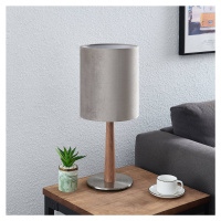 Lucande Heily stolná lampa, valec, 30 cm, sivá