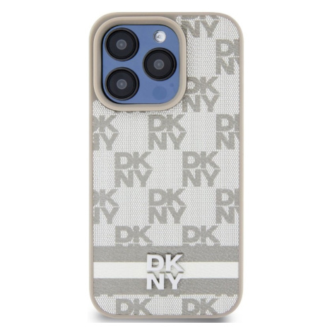 DKNY PU Leather Checkered Pattern and Stripe Apple iPhone 14 Pro DKHCP14LPCPTSSE Beige