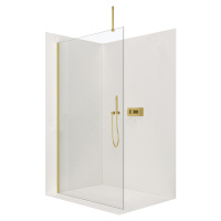 CERANO - Sprchová zástena Walk-in Onyx Top Ľ/P - zlatá kartáčovaná, transparentné sklo - 130x200