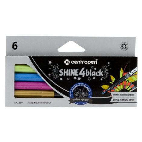 Popisovač Centropen 2590/6 Shine 4 black 6 metalických farieb valcový hrot 1mm