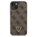 Guess PU 4G Strass Triangle Metal Logo Zadný Kryt pre iPhone 15 Brown