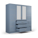 Modrá šatníková skriňa so zrkadlom 196x200 cm Burren - Cosmopolitan Design