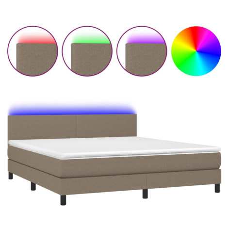 vidaXL PosteÄľ boxsping s matracom a LED sivohnedĂˇ 160x200 cm lĂˇtka