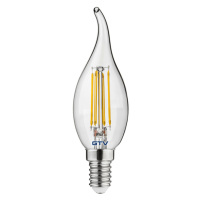 Žiarovka 4W, E14, 2700K, 240lm, 230V,číra-filament (GTV)