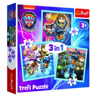 Puzzle 3v1 Mocné šteňatá Labková patrola/Paw Patrol, 20x19,5 cm, v krabici 28x28x6 cm