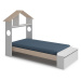 Biela/prírodná domčeková detská posteľ v dekore borovice s úložným priestorom 90x190 cm Odessa -