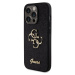 Guess PU Fixed Glitter 4G Metal Logo Zadný Kryt pre iPhone 15 Pro Black