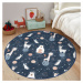 Tmavomodrý detský koberec ø 100 cm Comfort – Mila Home