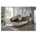 Krémová čalúnená dvojlôžková posteľ s úložným priestorom s roštom 140x200 cm Riva – Meise Möbel