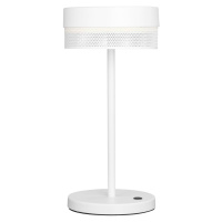 LED stolná lampa Mesh s dobíjacou batériou, výška 30 cm, biela