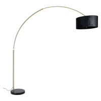 Oblúková lampa mosadz s čiernym látkovým tienidlom 50 cm - XXL