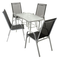 Garthen 40751 Záhradný skladací set stôl + 4 stohovateľné stoličky - čierna