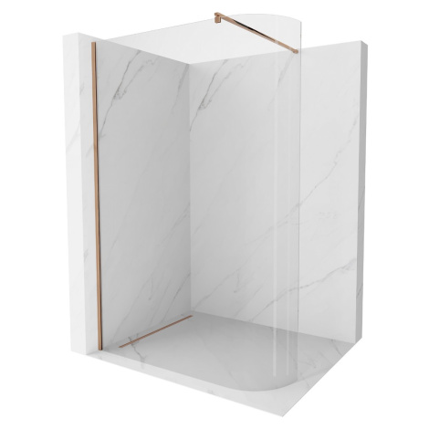 MEXEN/S - Kioto Sprchová zástena WALK-IN zaoblená 100 x 200, transparent 8 mm, růžové zlato 800-