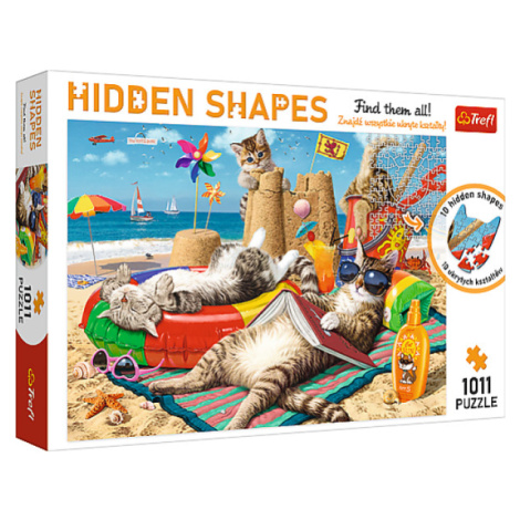 Trefl Puzzle 1000 Hidden Shapes - Mačky na pláži