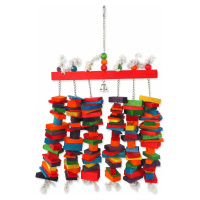 Hračka Bird Jewel závesná s farebnými dvierkami a zvončekom 70x40cm