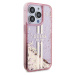 Guess PC/TPU Liquid Glitter Gold Stripe Zadný Kryt pre iPhone 15 Pro Pink