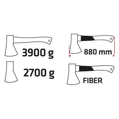VERTO Sekera 3900 g, hlava 2700 g, porisko zo skleného vlákna 05G203