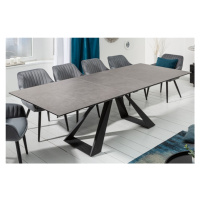 Estila Dizajnový rozkladací jedálenský stôl sivohnedý Laguna s čiernymi kovovými nohami 180/230c
