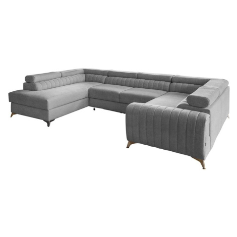 Svetlosivá rozkladacia/s úložným priestorom rohová pohovka (ľavý roh/do tvaru "U") Louis – ELTAP